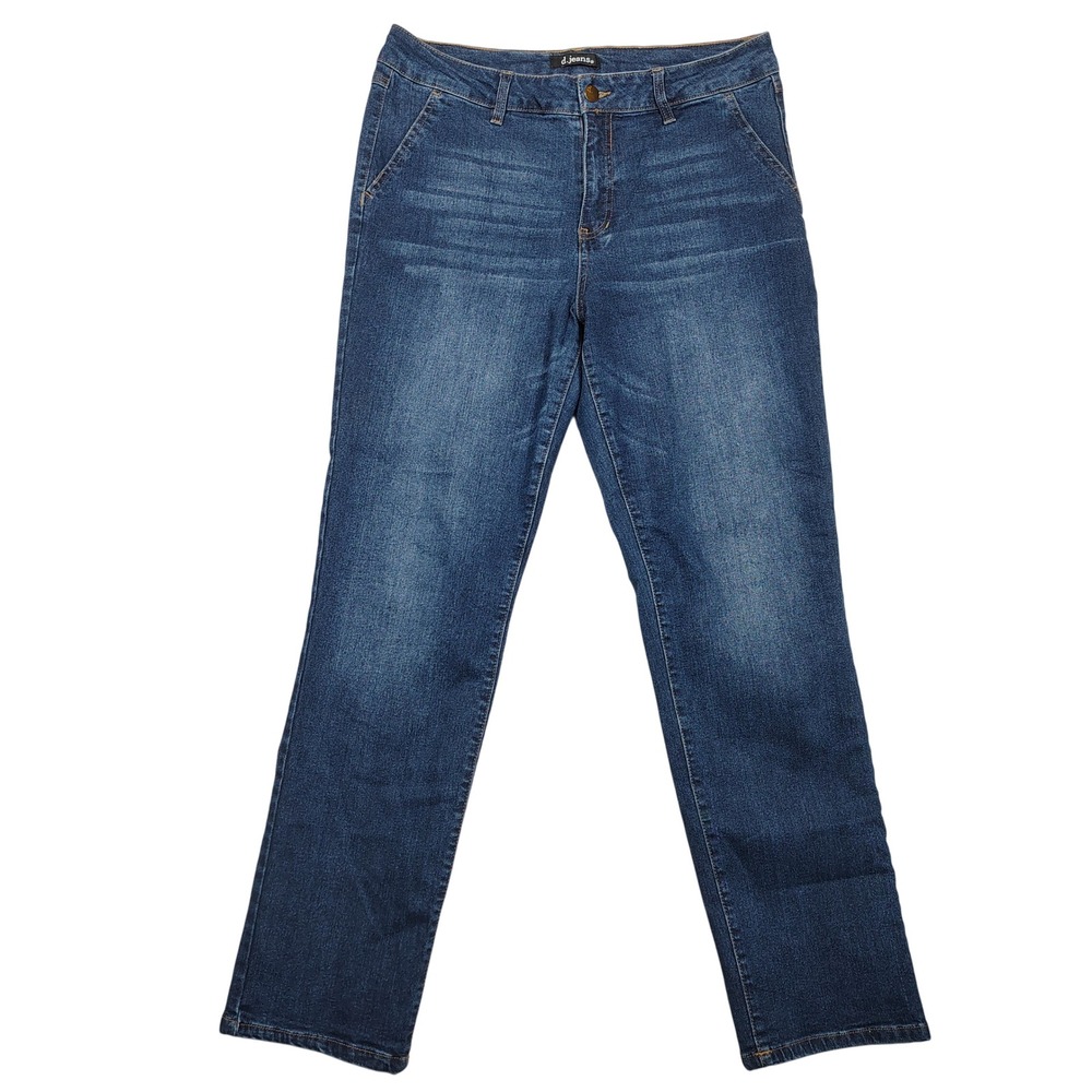 d.jeans Jeans Women 14 Straight Leg Blue Solid Excellent